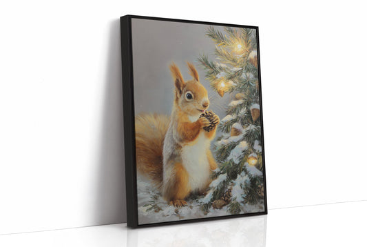 Winter Squirrel Finds Pine Cone Magic