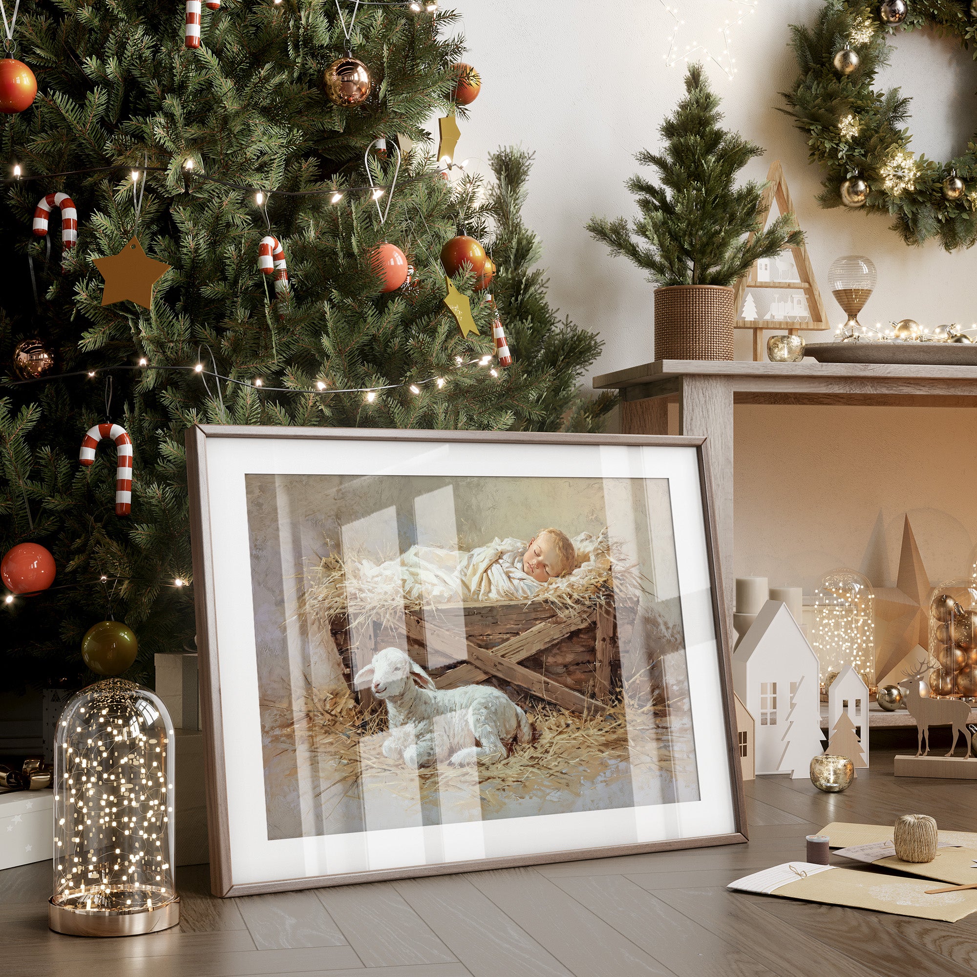 Gentle Lamb Guards Winter's Peace