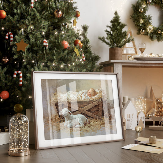 Gentle Lamb Guards Winter's Peace