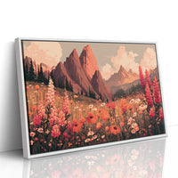 Alpine Meadows Bloom In Coral Light