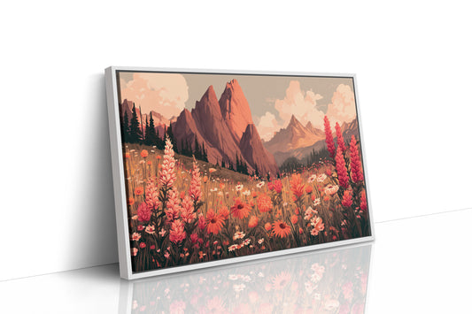 Alpine Meadows Bloom In Coral Light