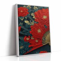 Peonies on a Painted Fan