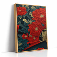 Peonies on a Painted Fan