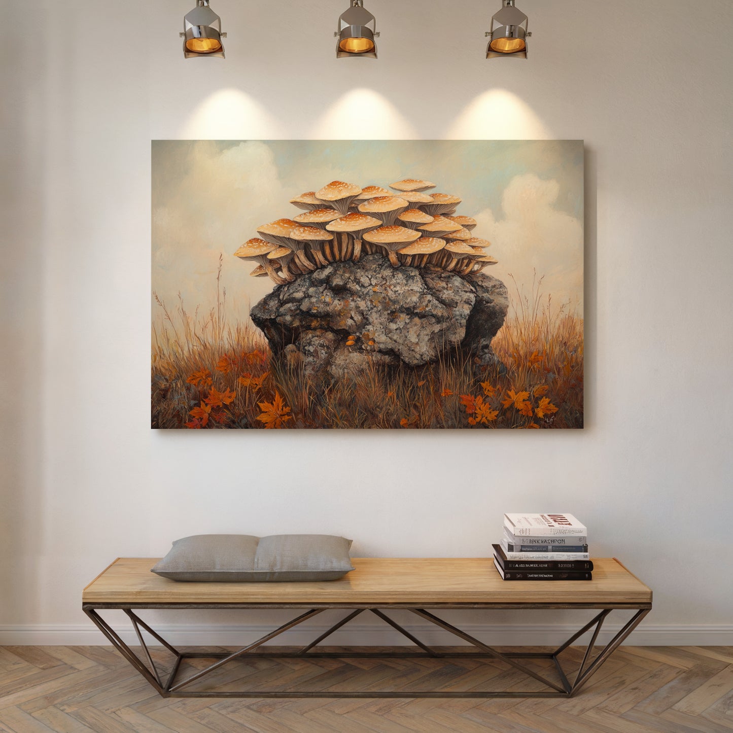 Autumn Mushrooms Crown Ancient Stone