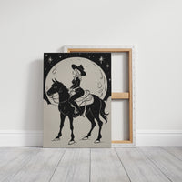 Moonlit Cowgirl Rides Among Stars