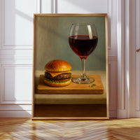 Burger and Bordeaux Still Life