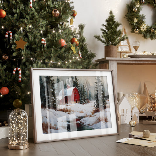Red Barn Rests In Winter's Grace