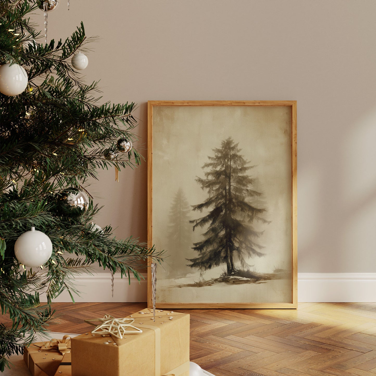 Solitary Pine Holds Winter's Memory