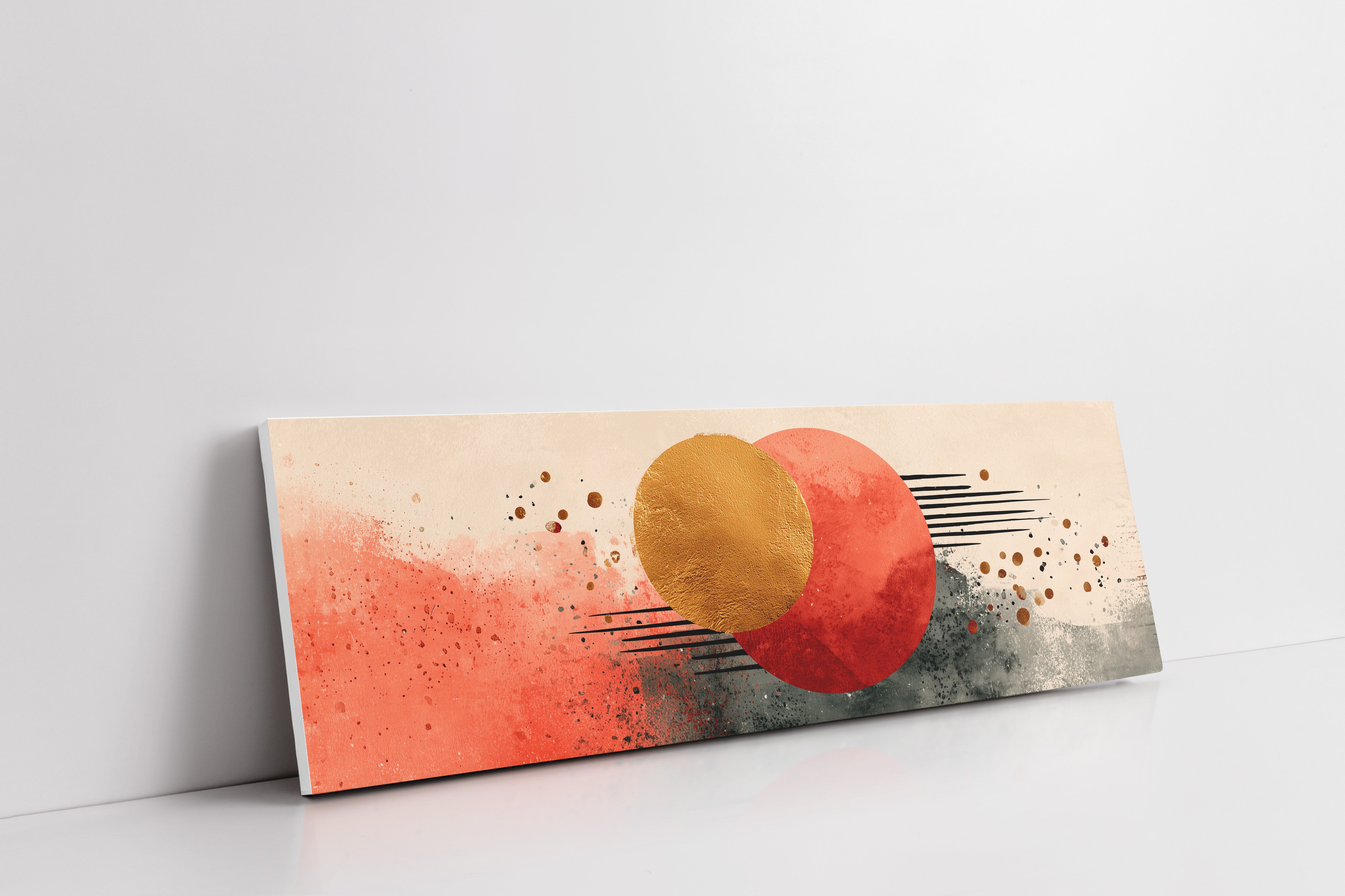 Modern Abstract Red and Gold Circles