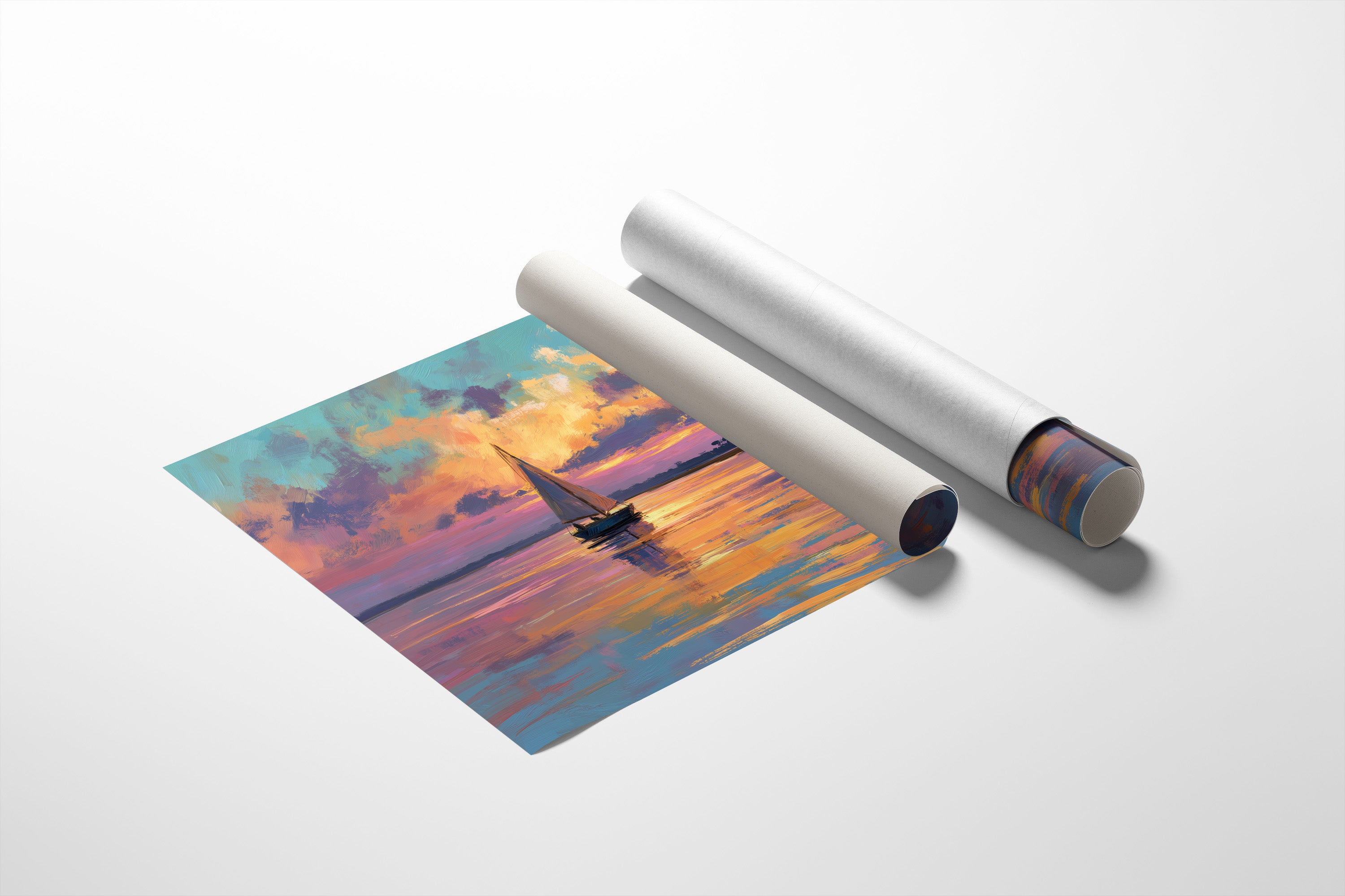 Sunset Voyage On Still Waters