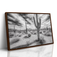 Saguaro Silence in Black and White