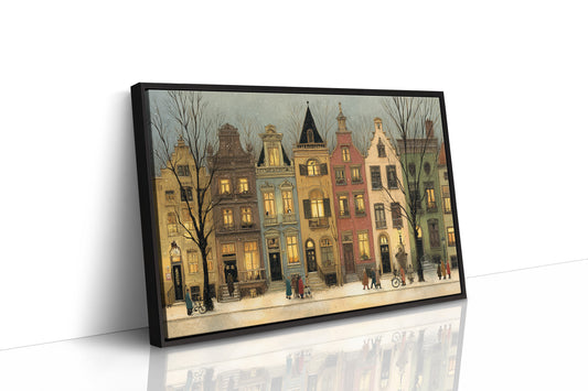 Twilight Gathering Along Cobbled Streets