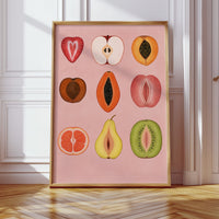 Fruits of Love – Feminine Fruit Print on Pink