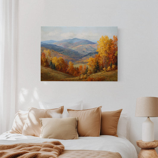 Autumn's Embrace on Distant Hills