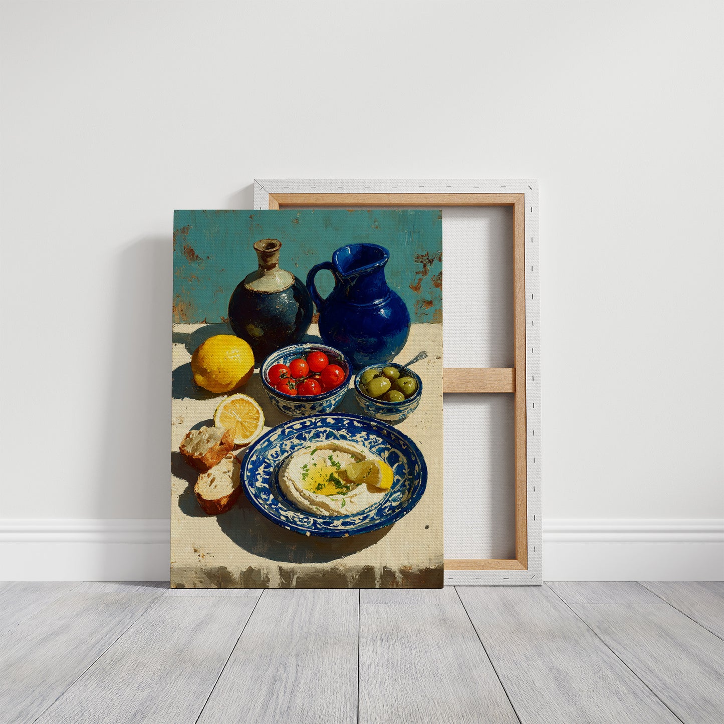 Hummus and Blue Pottery