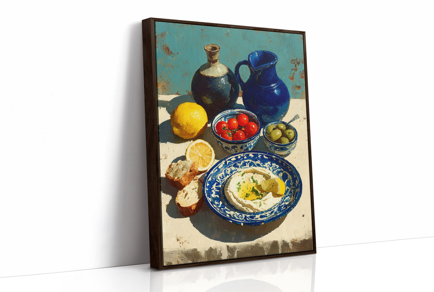 Hummus and Blue Pottery