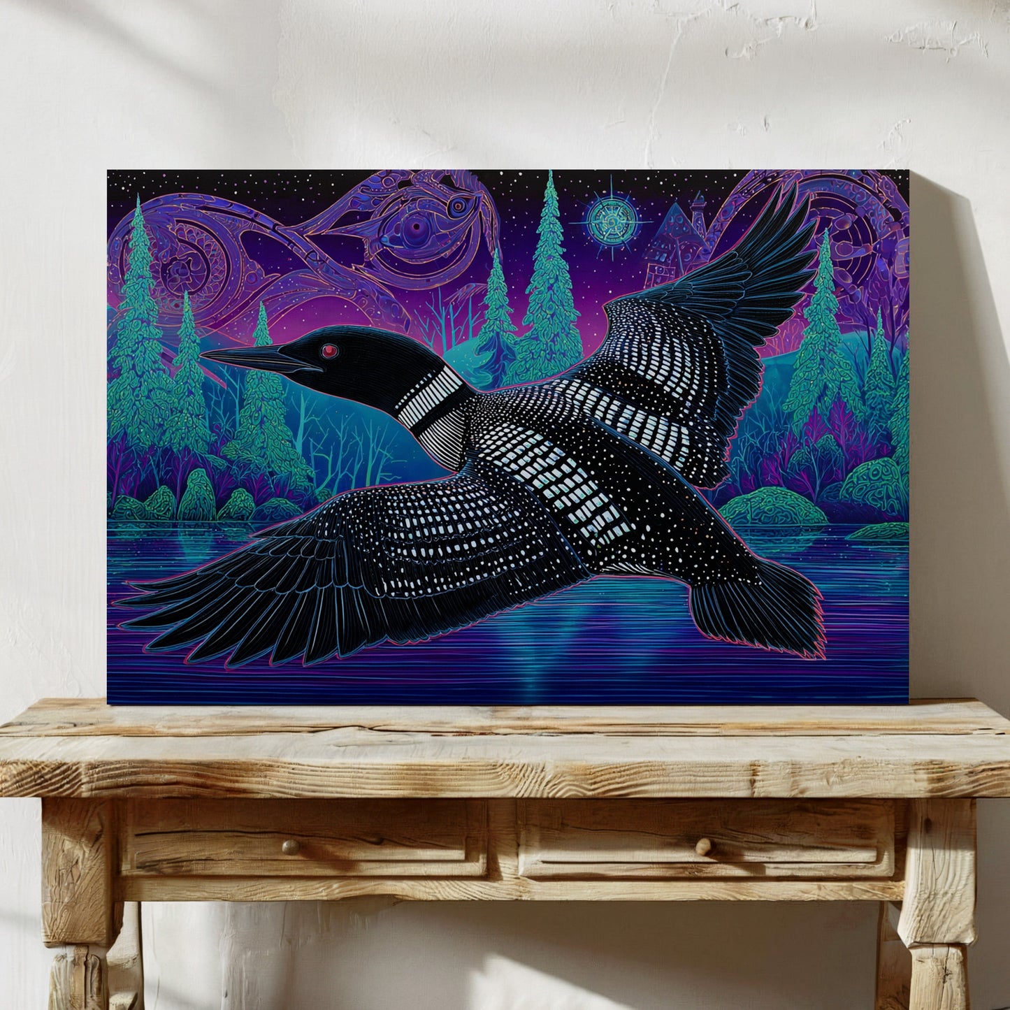Midnight Loon Crosses Northern Waters