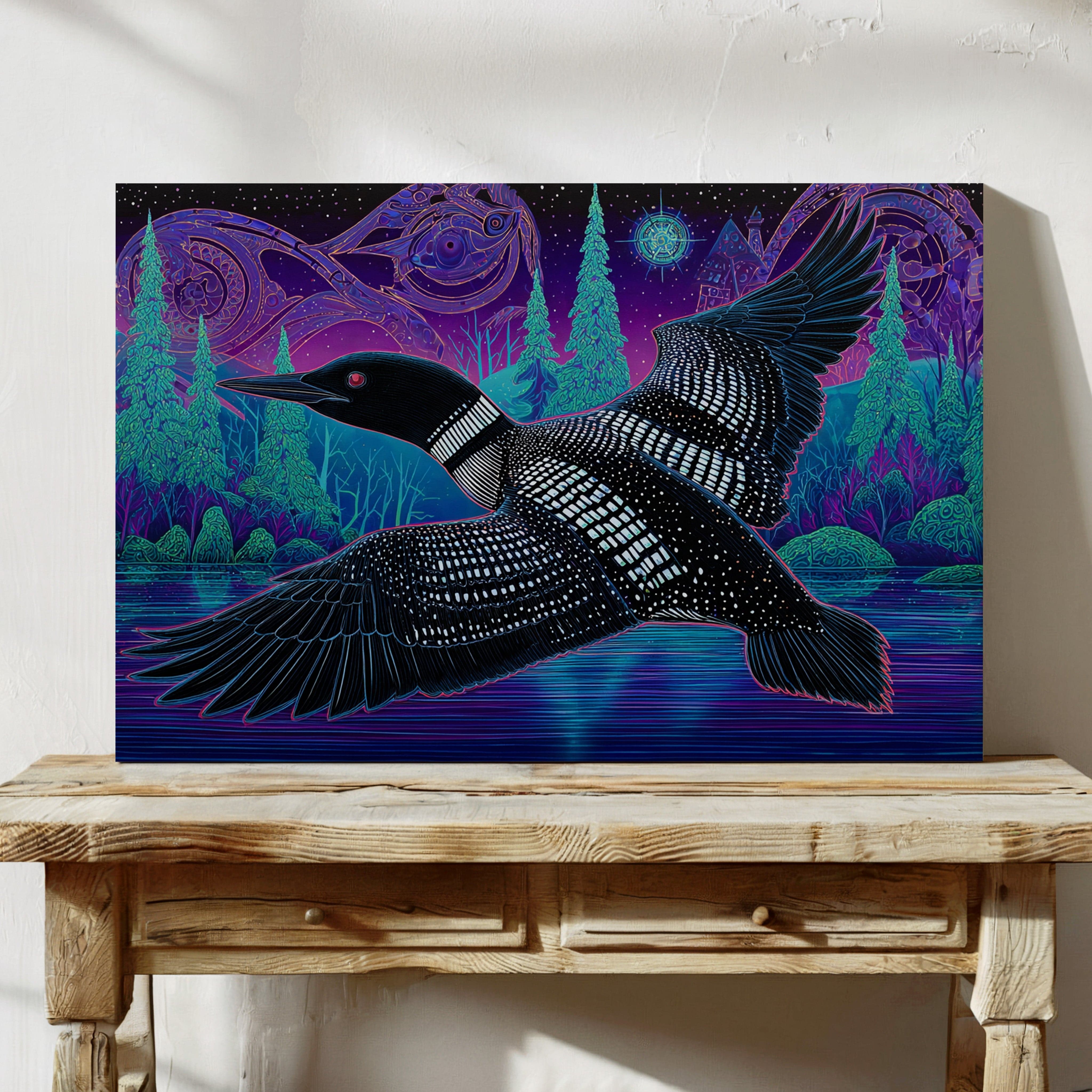 Midnight Loon Crosses Northern Waters