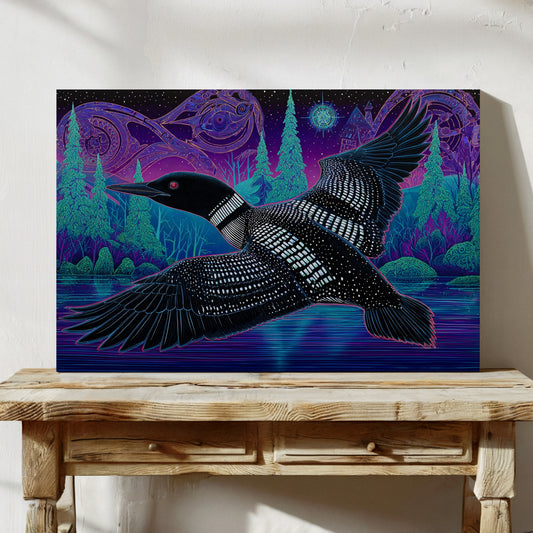 Midnight Loon Crosses Northern Waters