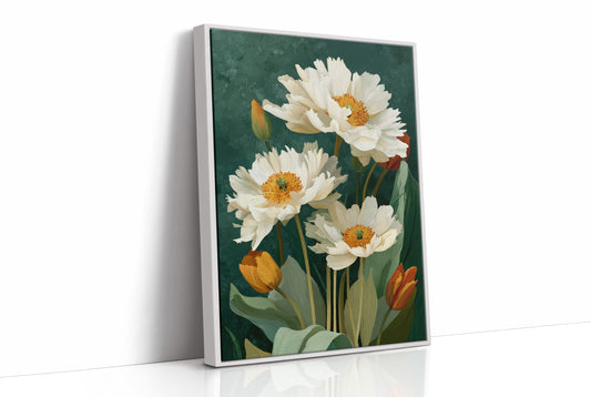 White Peonies and a Few Good Tulips