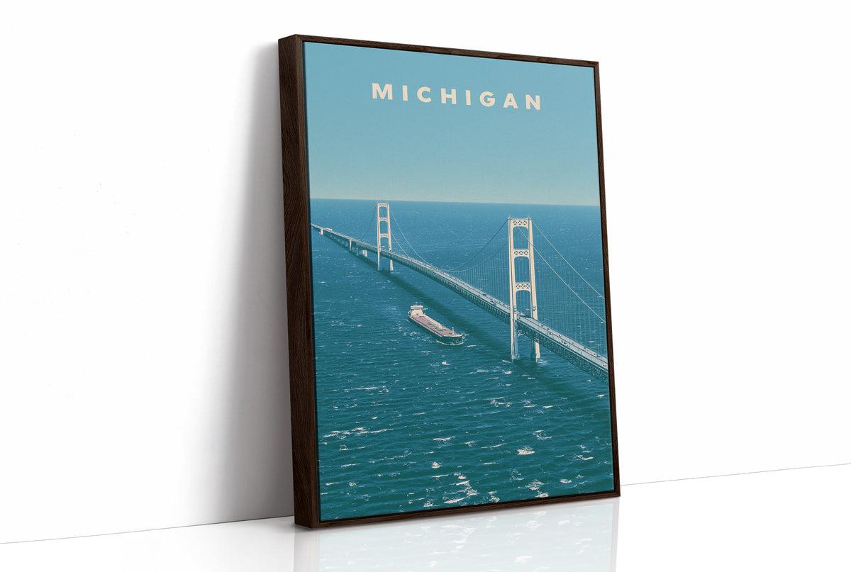 Mackinac Bridge Freighter Crossing