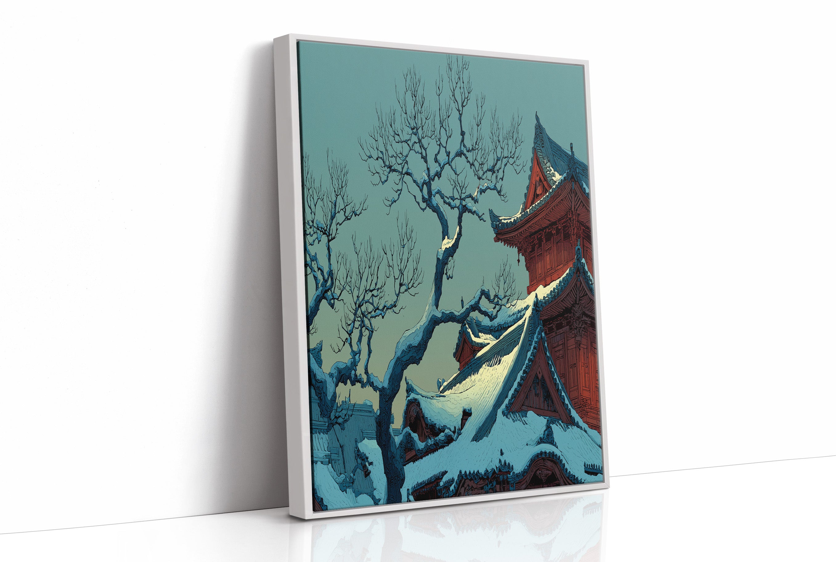 Snow Settles on the Temple Roofs
