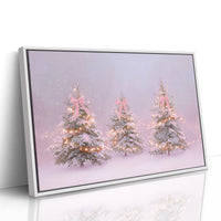 Pink Bows Dance Through Snow Light