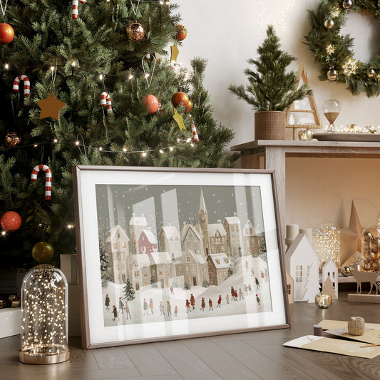 Snow Falls On Village Procession