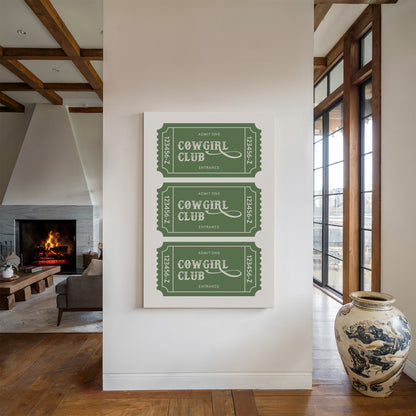 Cowgirl Club Ticket Print – Western Aesthetic Wall Art