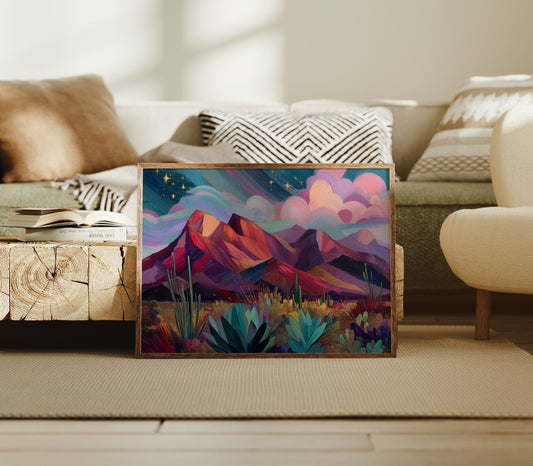 Twilight Blooms Among Desert Peaks