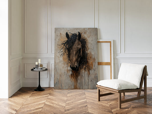 Rawhide Gaze Textured Horse Portrait