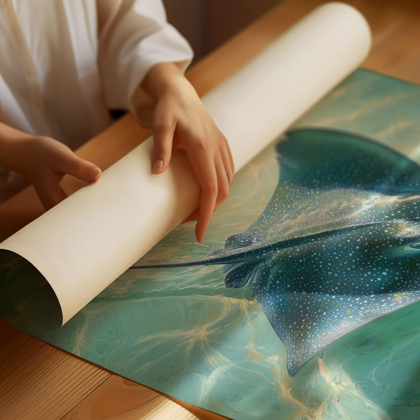 Spotted Grace Glides Through Jade Waters