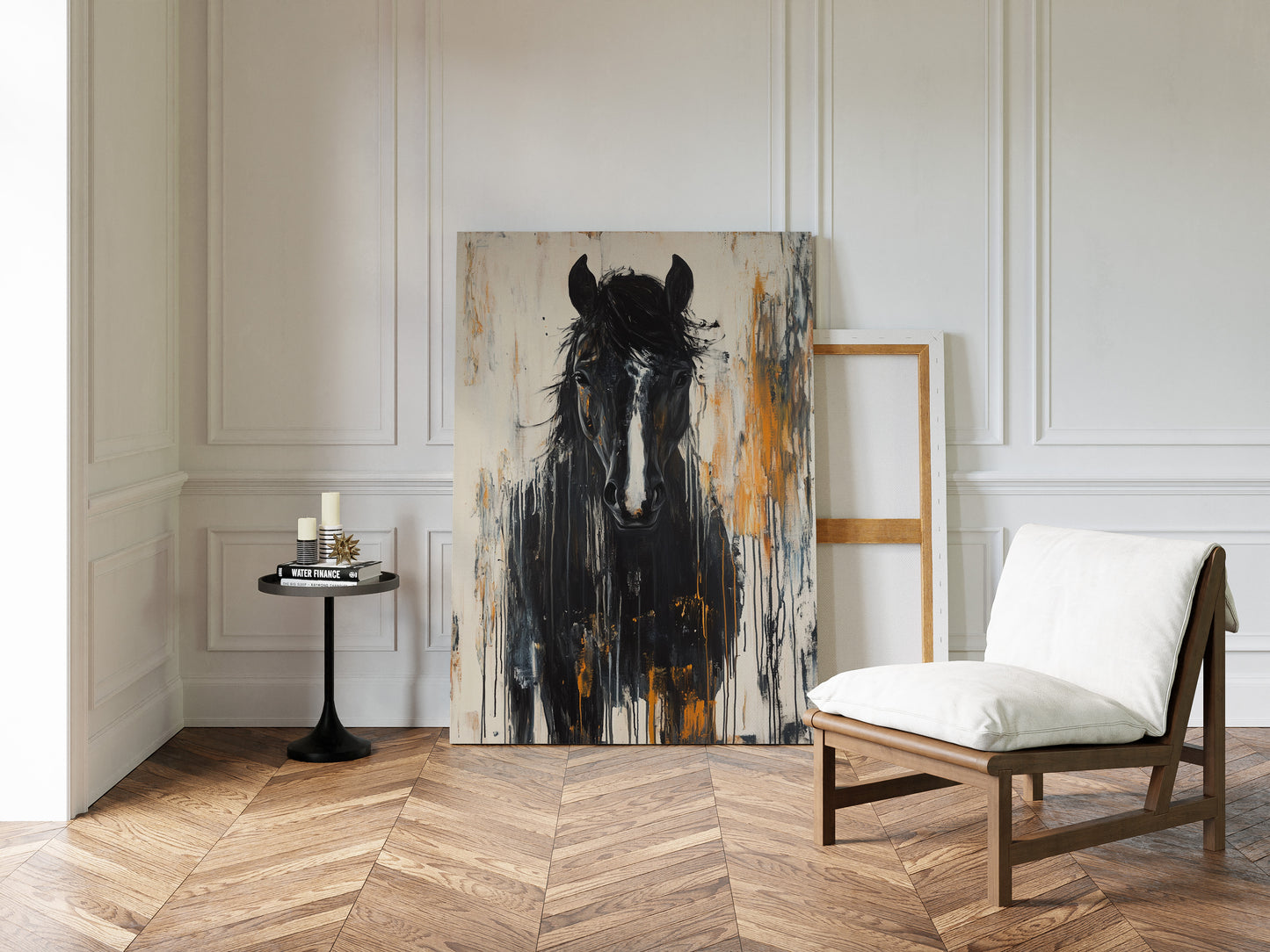 Fierce Stallion in Amber Rain