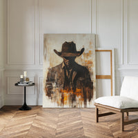Lone Cowboy in Shadow and Flame