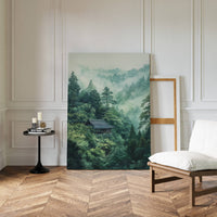 Mountain Temple Rests In Emerald Mist