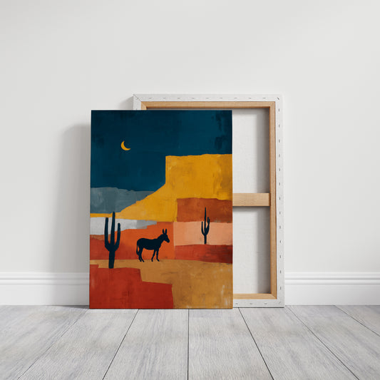 Desert Donkey Greets Crescent Moon