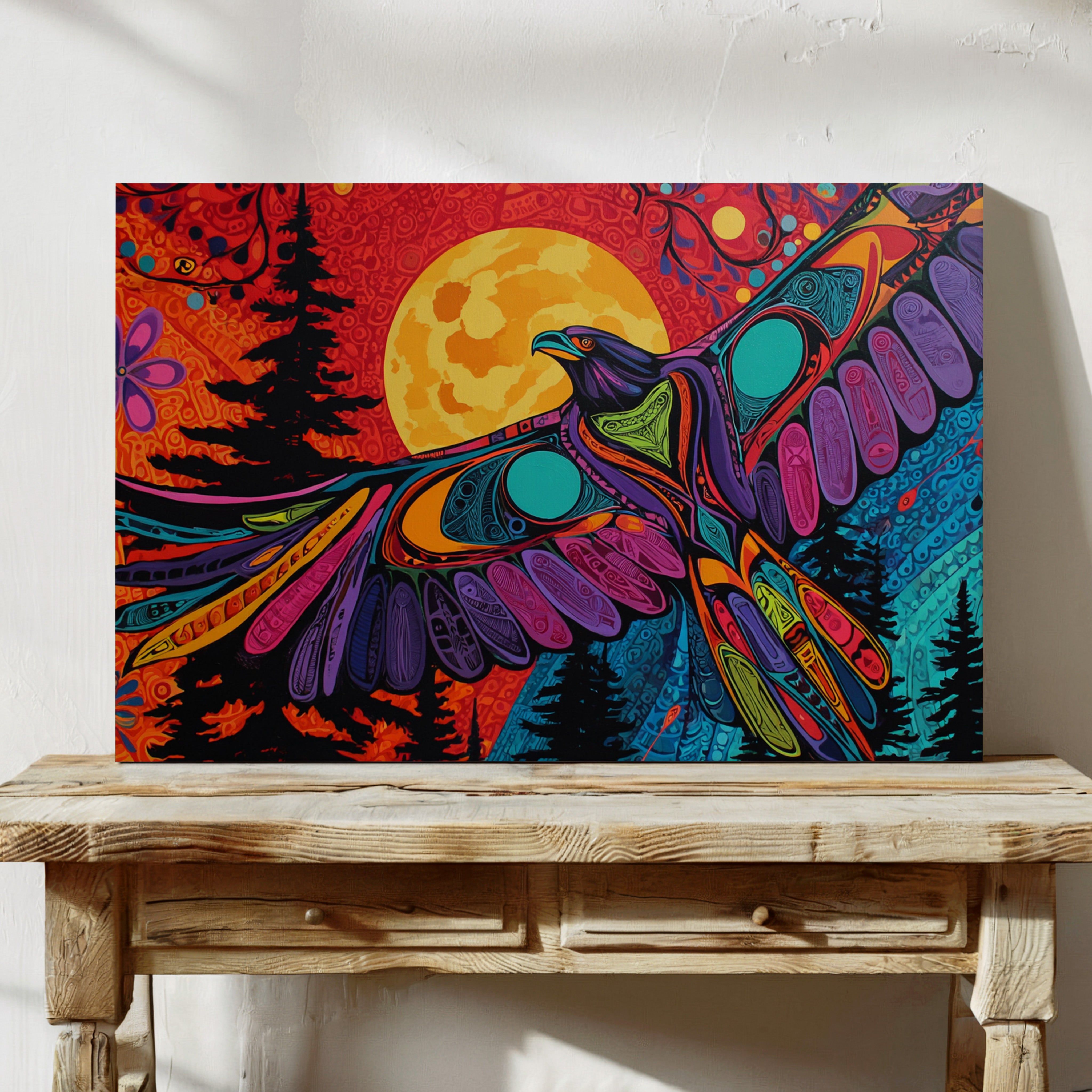 Moonlit Raven Paints Sacred Skies