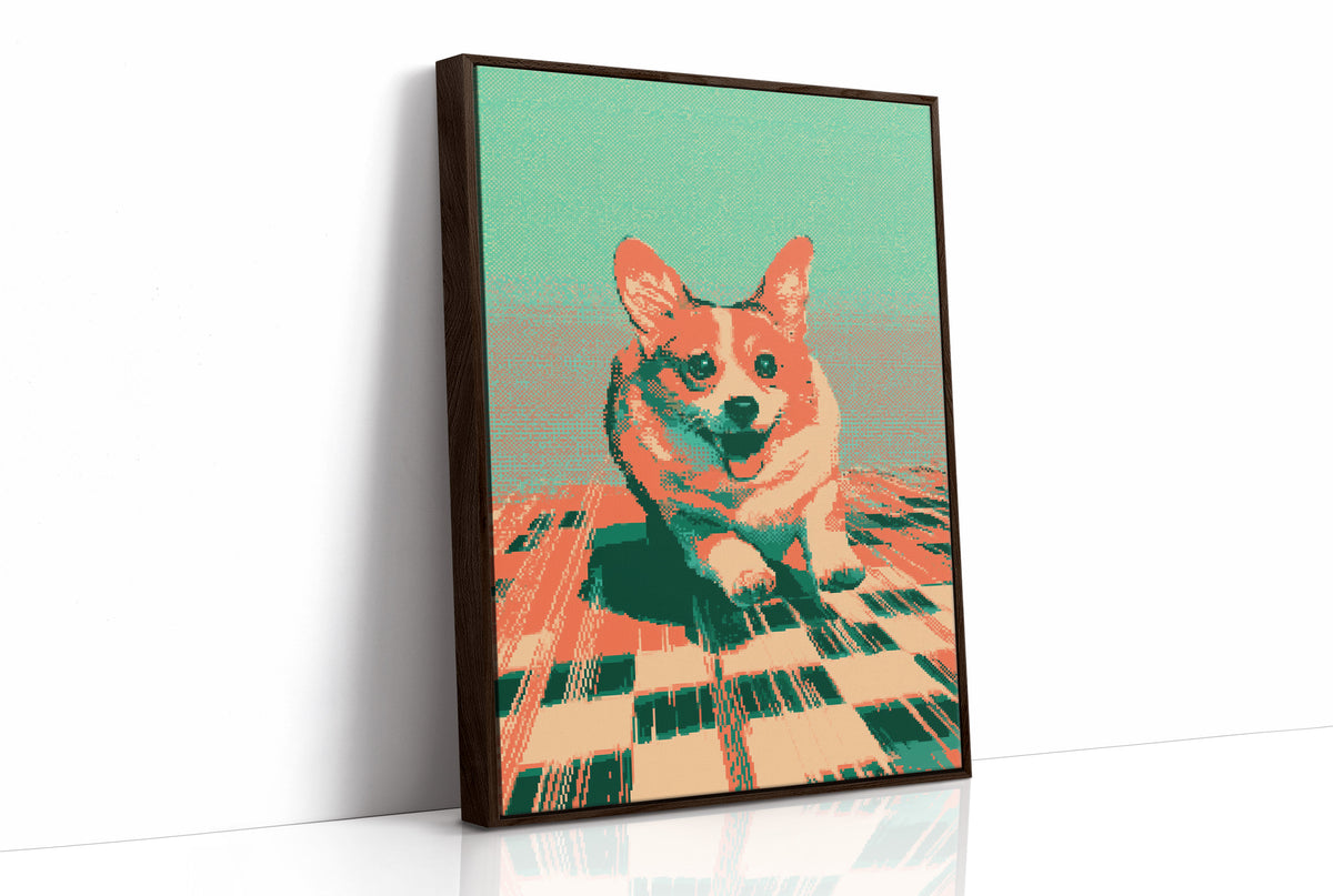 Pixelated Corgi Portrait Pop