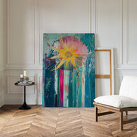 Sunflower Bursts Through Turquoise Rain