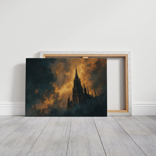 Cathedral Rises Through Amber Sky
