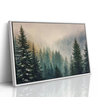 Snow Dances Through Evergreen Light
