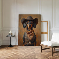Cowboy Dachshund in Leather and Lace
