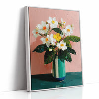 White Flowers Against a Pink Wall