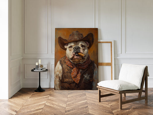 Bulldog Sheriff with a Cigar and Scowl