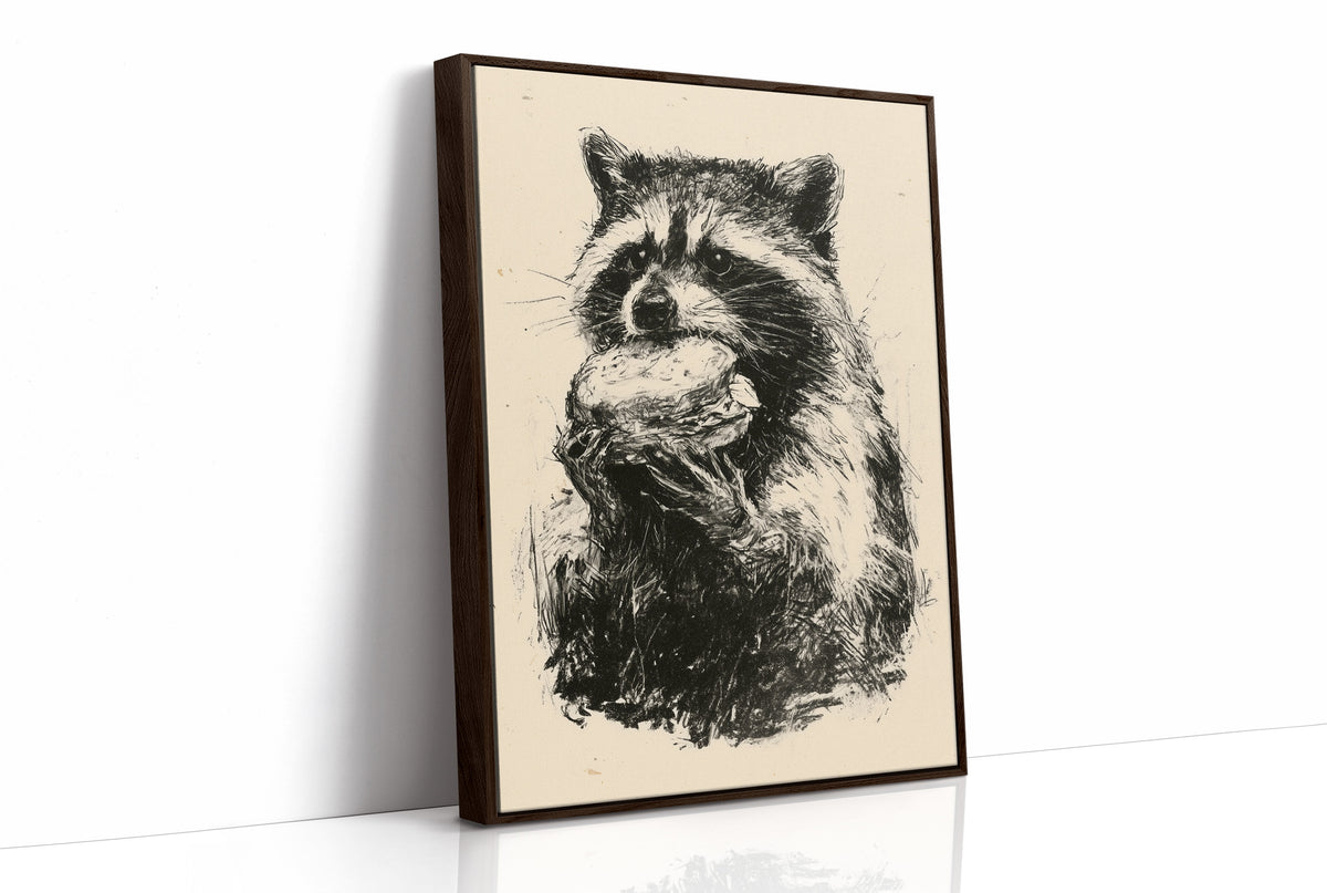 Raccoon With Stolen Snack