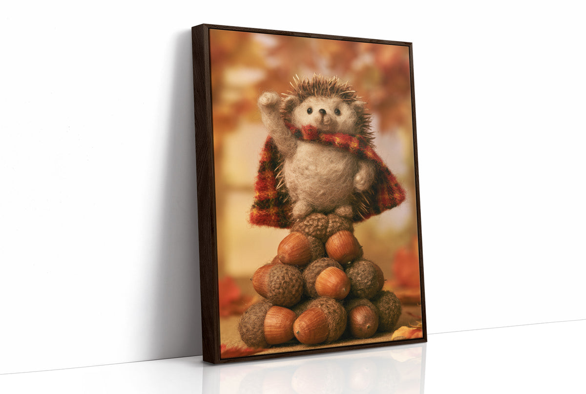 Felted Hedgehog Acorn Champion