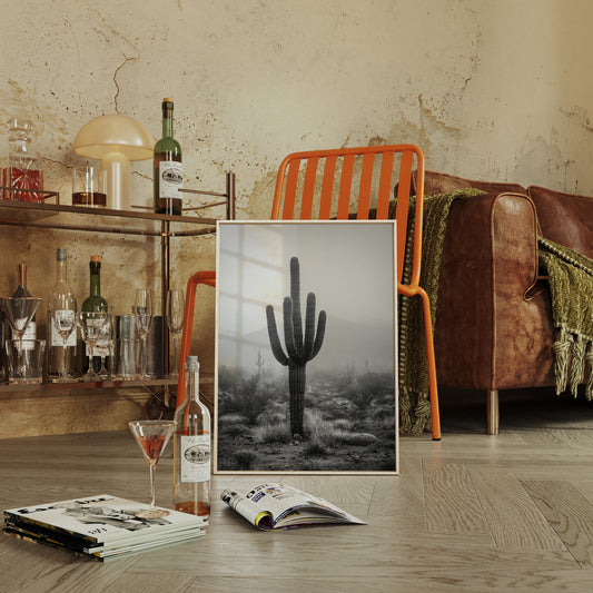 Cactus Standing Against The Mist