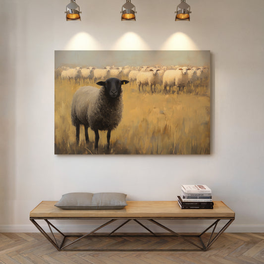 Black Sheep Leads Golden Meadow