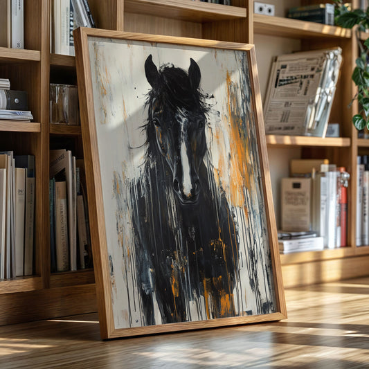 Fierce Stallion in Amber Rain