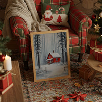 Red Cabin Sleeps In Winter Woods